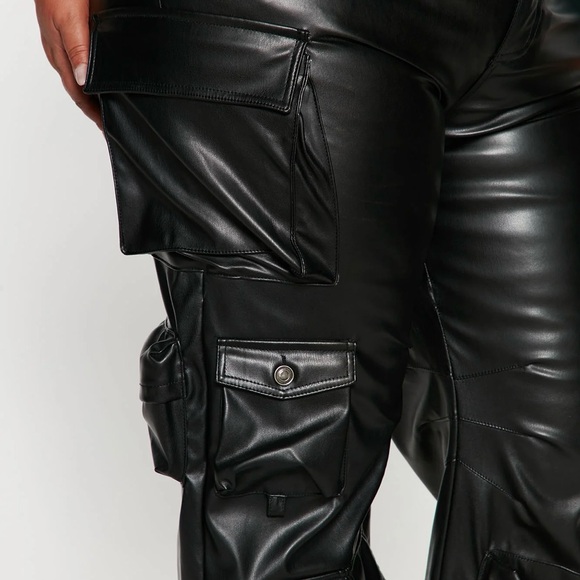 Fashion Nova Curve Faux Leather Cargo Pants - Picture 4 of 4